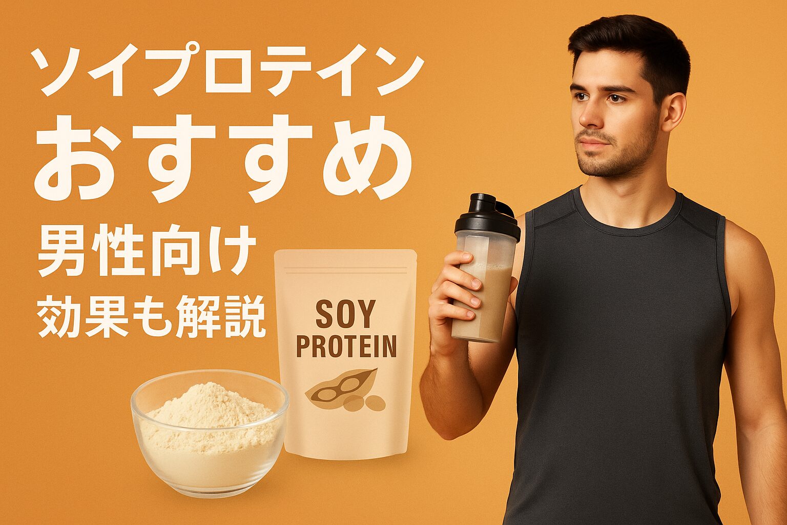 男性向けソイプロテインの効果・選び方・おすすめ5選を紹介。筋トレ・健康・ダイエットに最適な理由をわかりやすく解説！